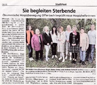 Stadtpost: Neue Hospizhelferinnen